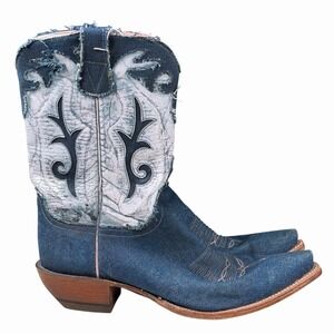 Lucchese Diva Women's Sz 10 B‎ Vittoria Blue Denim Two Tone Western Cowboy Boots